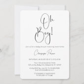 Oh Boy Modern Script Photo Baby shower Invitation (Devant)