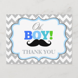 Oh Boy Mustache Baby shower Bedankt Briefkaart