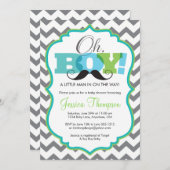 Oh Boy Mustache Baby shower Invitation (Devant / Derrière)