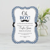 Oh Boy Mustache Baby shower Invitation / Marine (Debout devant)