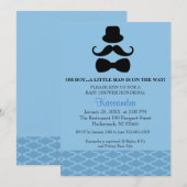 Oh Boy..Mustache Boy Baby shower Invitation Kaart (Voorkant / Achterkant)