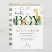 Oh Boy Oerwoud Safari Baby shower Uitnodiging (Voorkant / Achterkant)