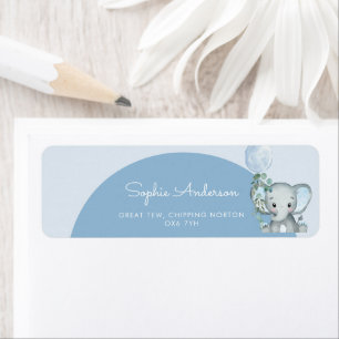 Oh Boy Olifant Boy Met Ballon Baby shower Etiket