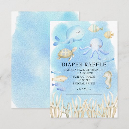 Oh Boy Onder het Zee Baby shower Luier Raffle Kaart (Voorkant / Achterkant)