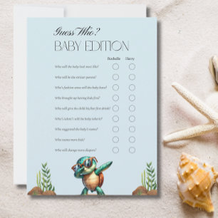 Oh Boy Onder Het Zee Turtle Baby shower Game Kaart