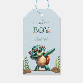 Oh Boy Onder het Zee Turtle Party gepersonaliseerd Cadeaulabel