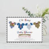 Oh Boy Onsies - Invitation Baby shower (Debout devant)