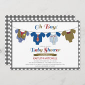 Oh Boy Onsies - Invitation Baby shower (Devant / Derrière)