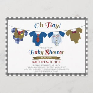 Oh Boy Onsies - Invitation Baby shower