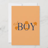 Oh Boy Orange et Baby shower bleu Invitation (Dos)
