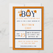 Oh Boy Orange et Baby shower bleu Invitation (Devant)