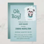 Oh Boy Panda Blue baby shower Kaart (Voorkant / Achterkant)