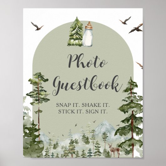 Oh Boy Pine Forest Baby shower Photo Livre d'or (Devant)