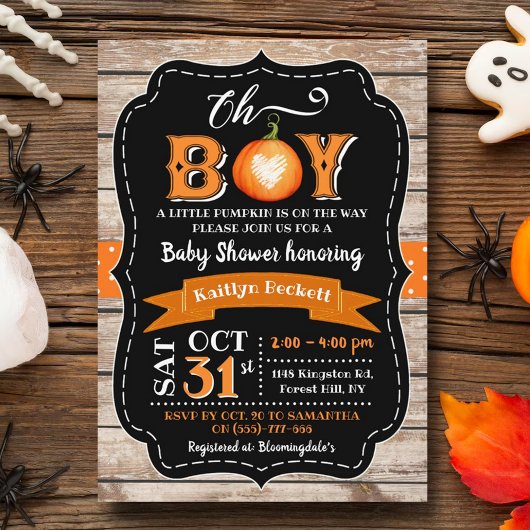 "Oh Boy" pompoenBaby shower Kaart
