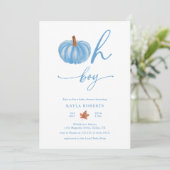 Oh Boy Pumpkin Modern Herfst Baby shower Kaart (Staand voorkant)