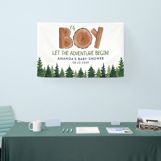 Oh Boy - Rustic Boy Woodland Baby shower Spandoek (Beurs)