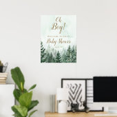 Oh Boy Rustic Pine Forest Baby shower Affiche de b (Bureau à domicile)