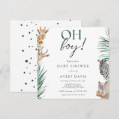 Oh Boy Safari Animals Baby shower Square Kaart (Voorkant / Achterkant)