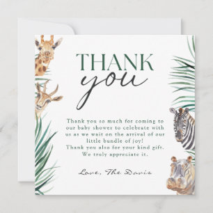 Oh Boy Safari Animaux Baby shower Carte de remerci