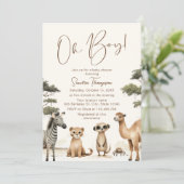 Oh Boy Safari Animaux Baby shower Invitation (Debout devant)