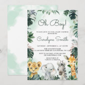 Oh Boy Safari Animaux Baby shower Invitation (Devant / Derrière)
