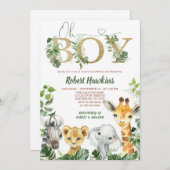 Oh Boy Safari Baby shower Invitation (Devant / Derrière)