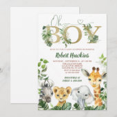 Oh Boy Safari Baby shower Uitnodiging (Voorkant / Achterkant)