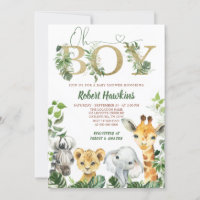 Oh Boy Safari Baby shower Uitnodiging