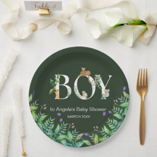 Oh boy Safari Dier Oerwoud Groen Baby shower Papieren Bordje