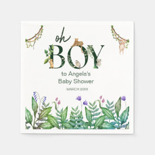 Oh boy Safari Dier Oerwoud Groen Baby shower Servet