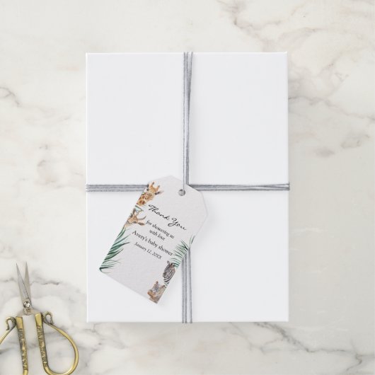 Oh Boy Safari Dieren Baby shower Dank u Cadeaulabel (Met Touw)