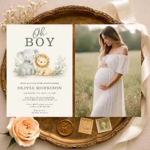 Oh Boy Safari Dieren Foto Baby Shower Kaart