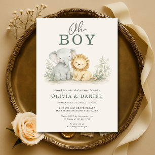Oh Boy Safari Dieren Koppel Baby Shower Kaart