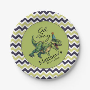 Oh boy! Schattige dinosaurus Baby shower Papieren Bordje