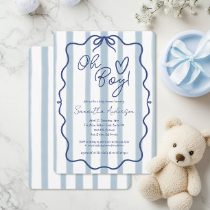 Oh Boy Schattige Whimsical Blue Baby shower Invita Kaart