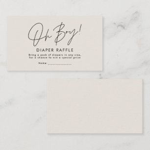 Oh Boy Script Cream Neutrale Douche Luier Raffle Notitiekaartje