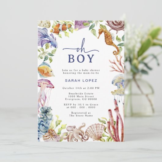 Oh Boy Shower Invitation (Debout devant)