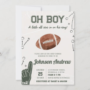 Oh Boy Sports Football Baby shower Kaart