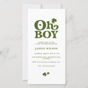 Oh Boy St. Patrick's Day Baby shower Digital Evite Aankondiging
