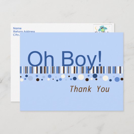 Oh Boy Stippen and Stripes Dank U Briefkaart (Voorkant / Achterkant)