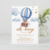 Oh Boy Teddy Bear Baby shower Kaart (Staand voorkant)