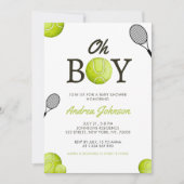 Oh Boy Tennis Baby shower Invitation (Devant)