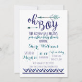 Oh Boy Tribal Baby shower Invitation - TURQUOISE C (Devant)