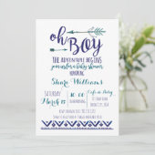 Oh Boy Tribal Baby shower Invitation - TURQUOISE C (Debout devant)