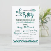 Oh Boy Tribal Baby shower Invitation -Vert (Debout devant)