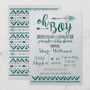 Oh Boy Tribal Baby shower Invitation -Vert