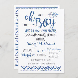 Oh Boy Tribal Baby shower Uitnodiging - CUSTOM
