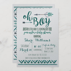 Oh Boy Tribal Baby shower Uitnodiging - Groen