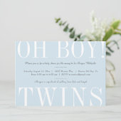 Oh Boy Twins Baby shower Invitation (Debout devant)