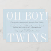 Oh Boy Twins Baby shower Invitation (Devant / Derrière)